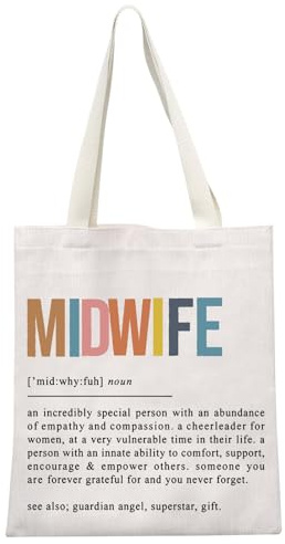 JTOUK Midwife Gift Doula Gift OBGYN Doula Thank You Present Midwife Definition Tote Bag Labor and Delivery Nurse Shopping Bag (Midwife Tote EU)