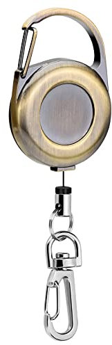Soleebee Einziehbarer Schlüsselanhänger, Vintage Metall Retractable Badge Reel Schlüssel JoJo Karabiner Ausweis JoJo Ausziehbar ID-Ausweishalter für Kartenhalter (Bronze)