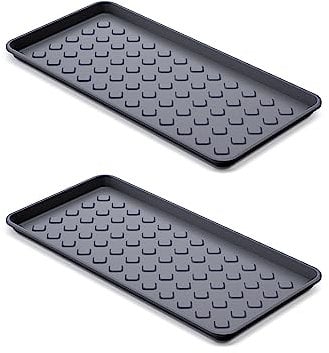 Garronda Bandeja de Goteo de Zapatos Bases escurridoras Bandeja de Goteo para Zapatos 72 x 35 cm PVC de Plástico Zapatero GD-0052 (Negro - 2 Piezas 72 x 35 cm)