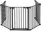 The Fellie Metal Fire Guard Safety Gate, Stair Gate for Dogs & Doorways, 5-Panel Foldable Dog Gate with Automatic Closing, Playpen Safety Barrier Room Divider for Pets/Child/ Tree,74cm Tall, Black