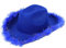 Qtinghua Weiß/Rosa Cowboyhut für Damen, flauschiger Federbesatz, Halloween-Kostüm, Cowgirl-Hut für Cosplay, Fasching, Party, Rollenspiel, Cosplay, Geburtstagsparty (Marineblau, Einheitsgröße)