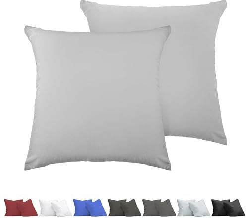 aboveBED Kissenbezug 50 x 50 (2er-Set), Hellgrau, Kopfkissenbezug 50x50 cm aus 100% Mikrofaser, Kissenbezug mit Reißverschluss, Weich und Atmungsaktiv, Waschbare