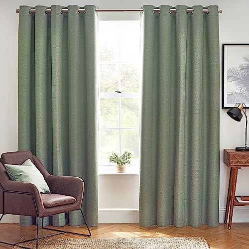 furn. Dawn Textured Blackout Ösenschals - Thermisch Gefüttertes Paar (Eukalyptus, Breite 168 x Länge 183cm)