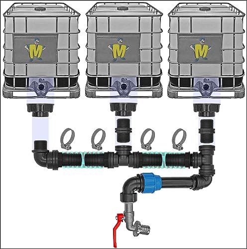 IBC Container Regen Wasser Tank Verbinder Kupplung Set10 - Ausführung für 3 IBC Tanks S60x6 + Kugelhahn5 Pos.1