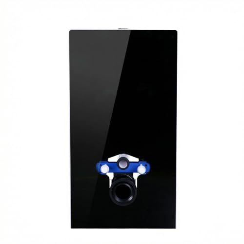 Belvit Sanitärmodul Schwarzglas Aufputz Vorwandelement für Wand WC, ESG Glas Front 8 mm, integrierter Spülkasten mit 2 Mengen Spülung, vormontiertes WC Modul für Badezimmer, Höhe 100 cm, Schwarz