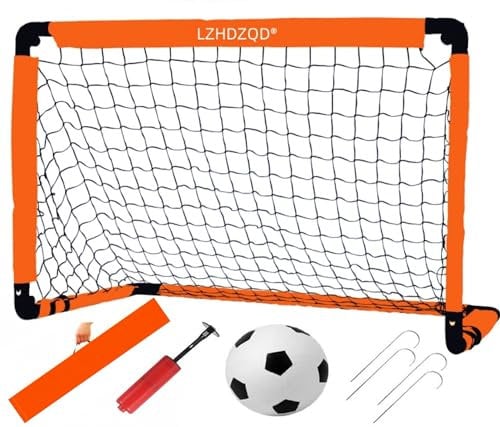 LZHDZQD Fußballtor Kinder Fussball Set, Klappbar Fussballtor 90x60cm + Mini Fussball 16cm Set, Fussballtore für Garten Kinder, Kleines Klappbar Fussballtor für Outdoor Indoor Und Draußen
