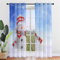 Hiseng Weihnachten Voile Vorhänge mit Ösen Durchsichtig Halbtransparent Ösenvorhang für Fenster Wohnzimmer Schlafzimmer Elegant Rot Transparent Gardine 2er Set (80x115cm,Roter Schal)