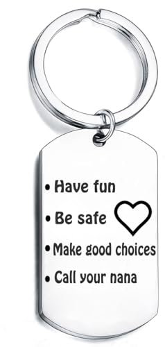 Drive Safe Gifts New Driver Gifts for Daughter Son Granddaughter Grandson Graduation Key Ring Gifts Have Fun Be Safe Keychain, Nana, One size