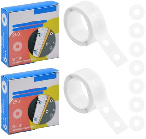 Pinsheng Paquete de 500 Anillos de Refuerzo Adhesiva, Pegatinas de Refuerzo de Agujeros Arandela de Refuerzo Etiqueta para Papel de Hojas Sueltas, 15mm de diámetro (Transparente)