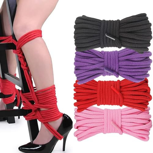SUPKTHDY Bondageseil Fesselseil 4X 10M Bondage Baumwollseil Bondage Seil BDSM Fetisch Bondage Set für Fesseln Sexspielzeug für Paare Extrem (Schwarz, Rot, Lila, Rosa)