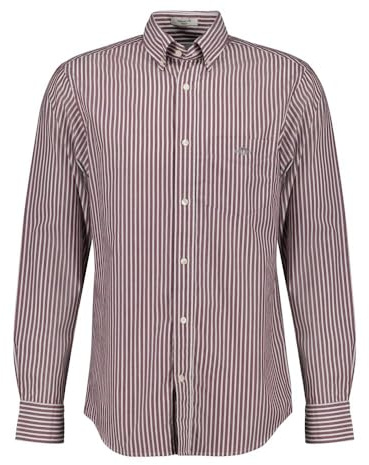 Gant Herren REG POPLIN Stripe Shirt Klassisches Hemd, Wine Red,XXL