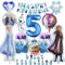 Oirigaga 46pcs Geburtstagsdeko Luftballons Set für 5 Jahre Mädchen, Eiskönigin Party Deko Ballons, Kinder Geburtstag Helium Balloons Eisa Anla Folienballons mit Happy Birthday Banner und Tortendeko