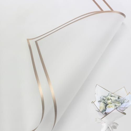 20 Blatt Blumenstrauß Geschenkpapier, wasserfestes Blumenpapier Blumenpapier für Hochzeit Geburtstage Party Dekoration Geschenkpapier DIY Kunsthandwerk 57 x 57cm (Weiß & Phnom Penh)