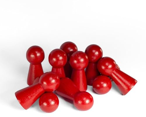 Spieltz Spielfiguren - große Halmakegel aus Holz, 19/40 mm (rot, 50 Stück), Made in Germany