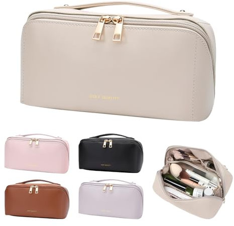 GOLF QUALITY Kulturbeutel Damen Große Kulturtasche Damen wasserdichte Reise-Kulturtasche Waschtasche im Bade Kosmetiktasche mit einem Nass-Trockenbeutel Toiletry Bag Apricot