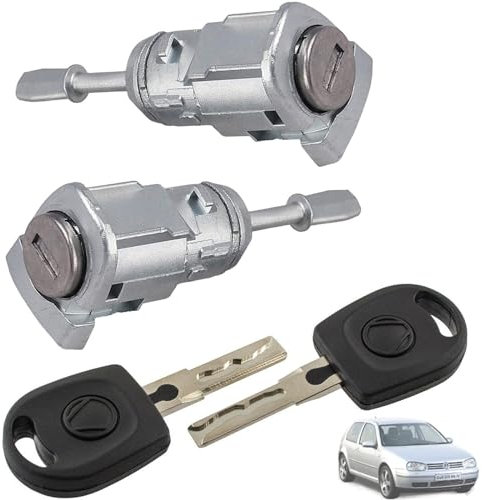 Twowinds - Cilindro Serratura 604837167 Compatibile con VW Bora 1J2, 1J6 (1997-2006) Golf 4 1J1, 1J5 (1997-2006) - Portiera Anteriore Destra e Sinistra - 604837168 - Serratura di Sicurezza e chiavi