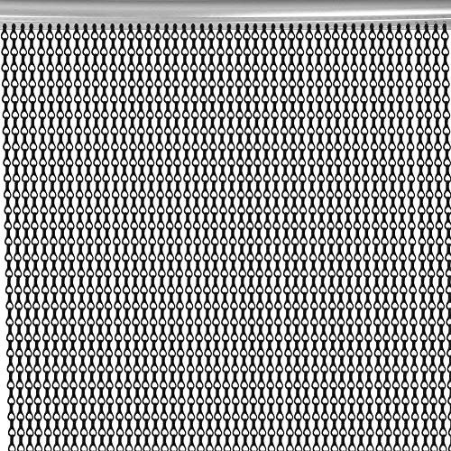 NOENNULL Schwarzer Kettenvorhang Türgitter: 90 x 214,5 cm Aluminium-Kettengitter Innen- und Außendekoration