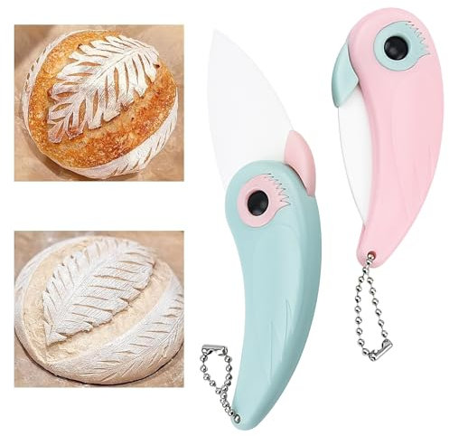 Mxlfdc Bread Lame, 2PCS Ceramic Sourdough Lame Scoring Tool, Foldable Lame Bread Cutter, Portable Birdie Bread Lame for Yeast Bread Baking