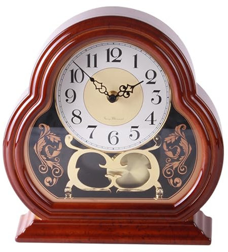 Pastoralist Reloj de repisa Vintage de Madera de 10x4.7in para Sala de Estar, Reloj de Mesa Tranquila con Columpio de péndulo, Relojes de repisa para Decoraciones de Chimenea