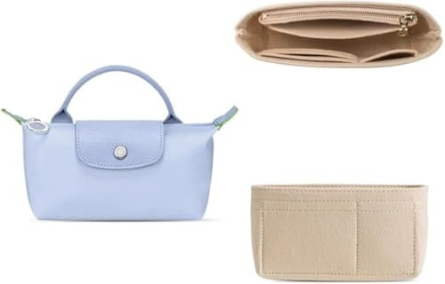 Taschenorganizer Innentasche für Handtaschen Kompatibel mit Longchamp Organizer Taschenorganizer Longchamp Kleine Tragetasche Lagerung/Finishing Innentasche für Mini-Größe (Beige)