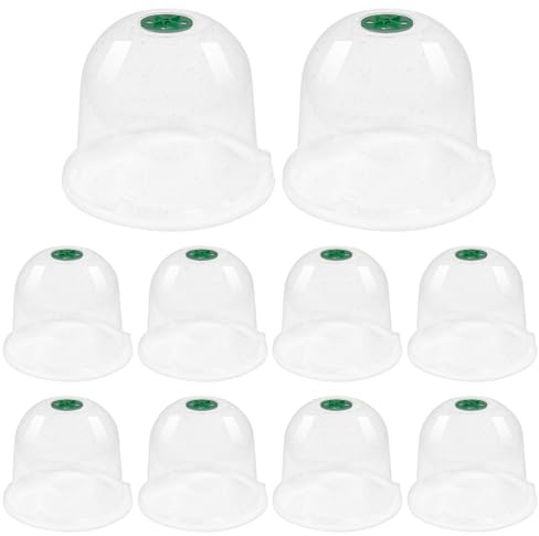 awakentti Lot de 10 cloches de jardin en forme de dôme de propagation, transparentes et réglables, protection contre le gel, empêche les escargots