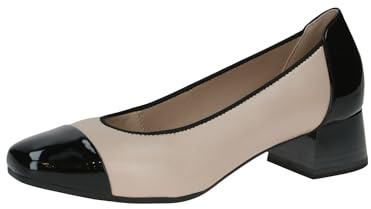 CAPRICE Comfort Damen Pumps Kleiner Absatz Mehrweite H, Mehrfarbig (Beige/Black), 37 EU