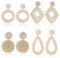 4 Paar Rattan-Ohrringe-Set, Statement-Creolen für Damen, Strohohrringe, gewebte baumelnde Hängeohrringe, Strandschmuck, Stroh