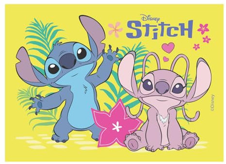 Dekora, Oblea Comestible Stitch, Decoración para Tarta de Cumpleaños Infantil, Lámina Rectangular A5