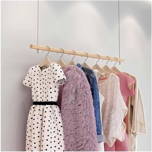 CATANK Kleiderstange Kleiderständer Kleiderständer Deckenmontage, höhenverstellbar Kleiderbügel Einzelhandels-Kleiderständer Mehrzweck-Kleiderstange aus Holz Schrank-Aufbewahrungsstange K
