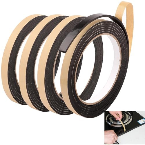 HSYTEK 4 Stück Ceranfeld Dichtungsband Selbstklebend,2m Dichtband für Küchenherd,10mm*2mm Dichtungsband Abdichtungsband für Glaskeramikkochfelder und zum Abstauben von Fenstern