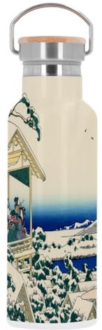 Bouteille Inox Gourde Thermo Isotherme - Hokusai Art Japon Estampe Salon The Koishikawa Mont Fuji - 500 ml (17 oz)