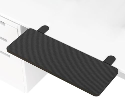 Ergonomics Desk Extender Tray, Table Mount Arm Wrist Rest Shelf 90° Foldable Elbow Arm Support Punch-Free Clamp on Computer Arm Rest Keyboard Drawer Tray for Home Office (55x24cm)