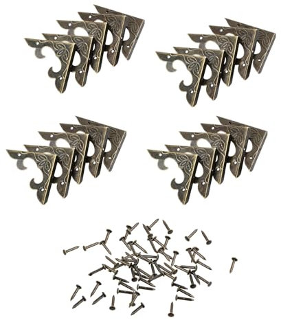 20 Stück Antike Möbel-Ecken Kantenschutz, Retro Box Eckenschutz mit 40 Schrauben, Vintage Metallecken Bronze Eckenschutz für Möbel, Schmuckbox, Geschenkbox, Schrank