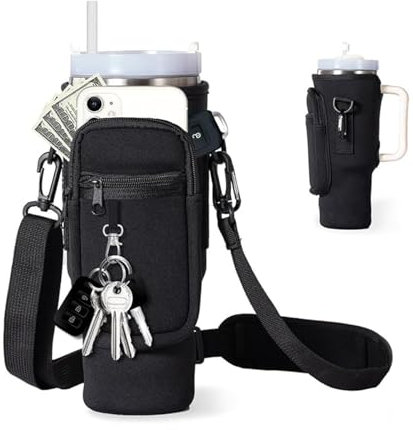 Tasche für Stanley Cup 1.2L / 40oz Tragetasche für Wasserflaschen Wasserflaschenhalter mit Handyfach & Verstellbarem Schultergurt, Stanley Cup Zubehör Geeignet für Reisen Zum Wandern Laufen Radfahren