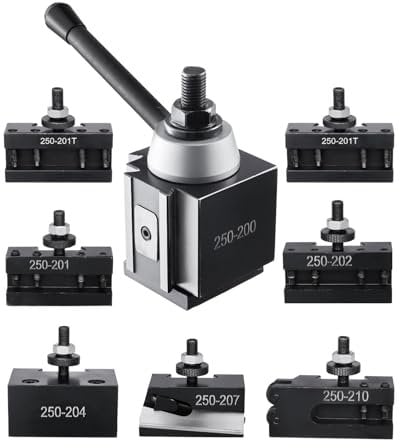 VEVOR Quick Change Tool Post Set, 8 Pcs, Includes Lathe Tool Holders, Wedge Type Tool Post with Turning Tool Holder Accessories, for Mini Lathe & Metal Lathe 10-15 Swing, Durable Steel Material