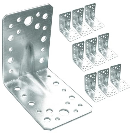 OMIDEAS 10 x Squadretta di Giunzione Angolare ( 90 x 90 x 65 x 2 ) Squadretta Rinforzata Zincate