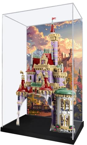 Acryl-Vitrine für Lego 43263 Die Schöne und das Biest Castle Bauset, staubdichte transparente Box – nur Vitrine, Schaukasten kompatibel mit Lego 43263 (Rückenspray 3 mm)