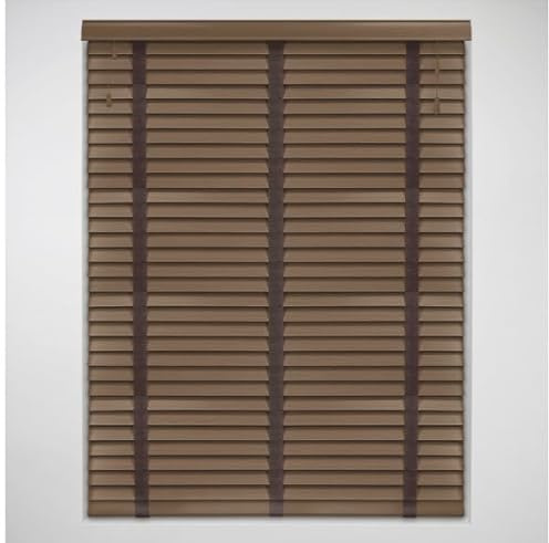 50mm Slat Dark Oak Real Wood Venetian Blind With Tapes 120cm Drop, 115cm | Dark Oak real wood Venetian blind with Tapes. 50mm slats. 115cm width x 120cm drop. Stylish and durable finish.