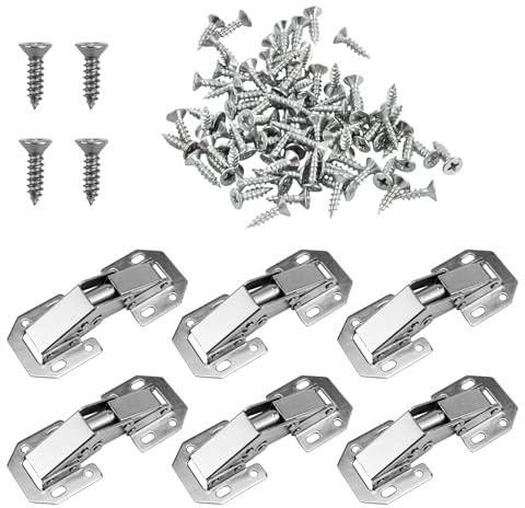 6 pz Cerniere Mobili 90 Grado Chiusura con Viti, Cardini per Ante Senza Foro Incasso, Cerniera da Bagno con Chiusura Automatica, Cerniere per Porta Armadio, Anta Cucina, Cancello Mobili