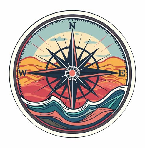 AdriLeo - Aufkleber – Windrose Kompass – XXL – extra gross- Deko Autoaufkleber Sticker Laptop Wohnmobil