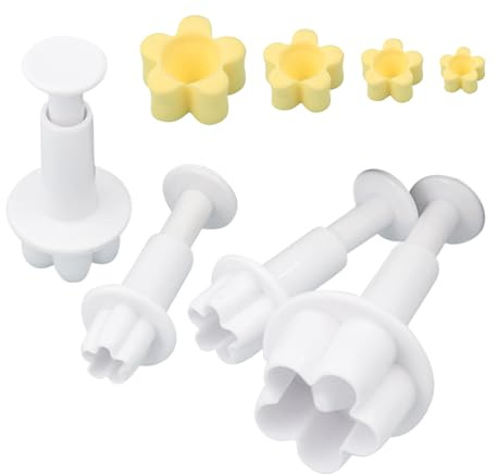 Dekorausstecher, 4pcs Blumen Ausstechformen Fondant, Prägeausstecher Dekorformen Mit Blüten, Für Marzipanmasse Und Zuckerguss