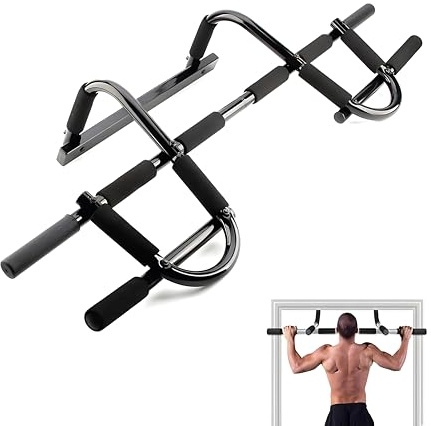 FROOBY Heavy Duty Pull Up Bar Doorway Adjustable Multi Angle Grip Chin Up Bar, Max Load 150kg/330lbs, Foam Grips, No Drilling, Screws, Door Frame Home Gym Fitness Training Workout, Strength Equipment