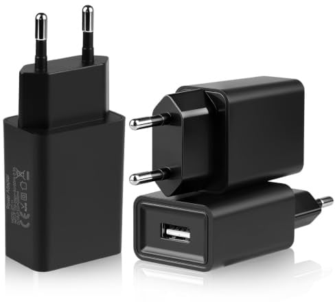3 Pack Chargeurs USB 5 V 2 A Rapide,Prise Secteur USB pour Smartphone | pour iPhone Samsung Tablette, Montre Connectée, Écouteurs, Routeur WiFi, Lampe LED – Adaptateur Chargeur 5v 2a (Noir)