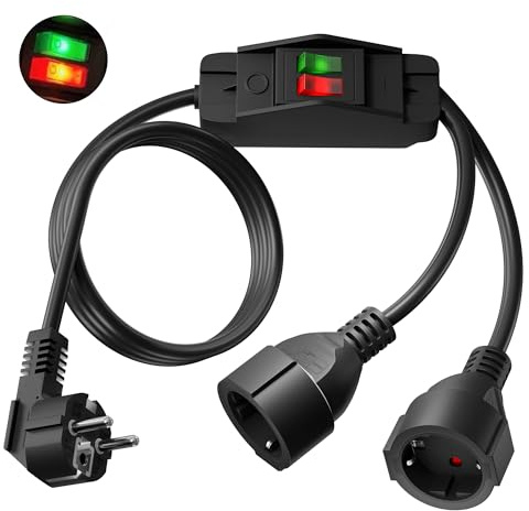 DONTYEA 3M Schutzkontakt Verlängerungskabel Außen mit Schalter, Verlängerungskabel Doppelstecker mit 2 Schuko Steckdosen, 3x1,5mm² Kupfer, 250V/16A, für Außenbereich, Haushalt, Büro, Garten, Schwarz