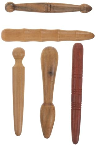 Holibanna Bâton de Massage en Bois 5 Pcs pour Points D’acupression, Outil Portatif pour Méridiens Chinois et Massage des Tissus Profonds, Adapté Corps et Pieds, Stimulation Réflexologie