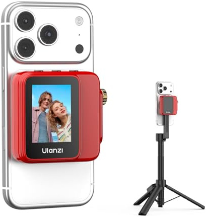 ULANZI VM02 Monitor per Selfie per Smartphone Rosso | Schermo selfie magnetico wireless, Zoom fisico, Batteria da 1000mAh, Compatibile con iPhone 17 16 15 pro Samsung Realme