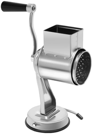 Grattugia rotante, grattugia a mano, 5 lame in acciaio inox, grattugia per formaggio con manovella, in acciaio inox 430, ventosa per frutta, verdura, noci, cioccolato, sicuro e pratico