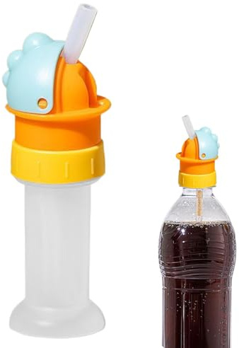 Conversion Lid with Spout for Water Bottle | With Reusable Straw and Replaceable Leak-proof Cap - Bottle Lid - for Carbonated Drinks at Home Travel School Adults