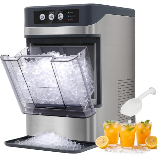 Machine à glaçons 15 kg/24h – Glaçons en forme de nugget en 6 min, glace pilée, nettoyage automatique, 120W, avec capteur infrarouge, économe en énergie, Noir