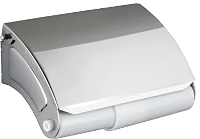 WENKO Toilettenpapierhalter Mod. Basic Edelstahl glänzend zeitlos mit Deckel einfache Handhabung inkl. Schrauben zur Wandmontage B 14 H 7,5 T 8,5 cm